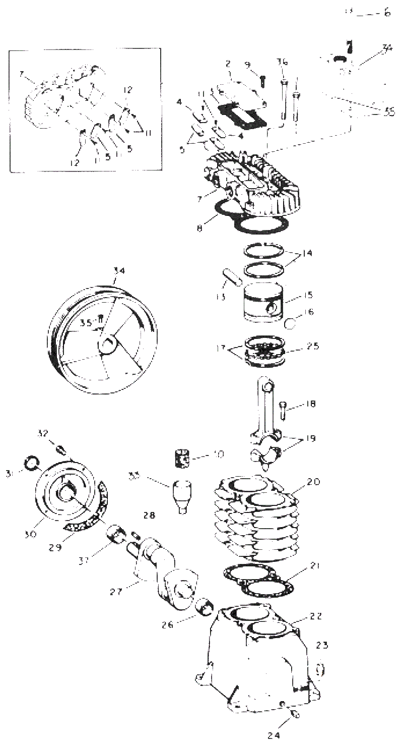 Pump Parts Diagram and Parts List for VT511400  Campbell Hausfeld Compressor
